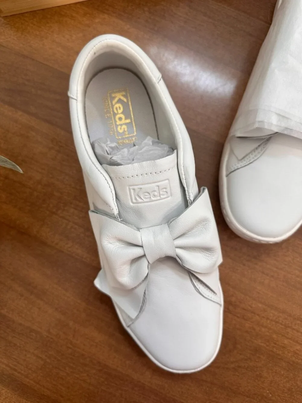 Keds Ace Bow Leather Slip Ons